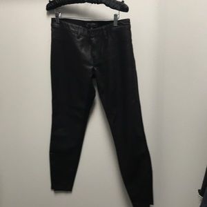 Black jeans with faux leather front